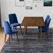 Alpen Mid-Century Style 5 Piece Solid Wood Dining Set Walnut Brown