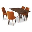 Alpen Mid Century Modern Solid Wood 5 Piece Dining Room & Kitchen Set