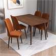 Alpen Modern Solid Wood Walnut Kitchen & Dining Room Table and 4 Chair Set