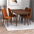 Alpen Modern Solid Wood Walnut Kitchen & Dining Room Table and 4 Chair Set