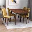 Alpen Modern Solid Wood Walnut Dining Table and 4 Chair Set