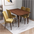 Alpen Modern Solid Wood Walnut Dining Table and 4 Chair Set