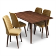 Alpen Modern Solid Wood Walnut Dining Table and 4 Chair Set