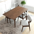 Adir Modern Style 5 Piece Solid Wood Dining Room & Kitchen Set Walnut Brown