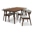 Adir Modern Style 5 Piece Solid Wood Dining Room & Kitchen Set Walnut Brown
