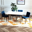 Adir Modern Solid Wood Table and Blue Fabric Chair Dining Room & Kitchen Set
