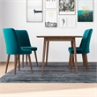 Alpen Modern Solid Wood Table and Teal Velvet Chair Dining Room Furniture Set