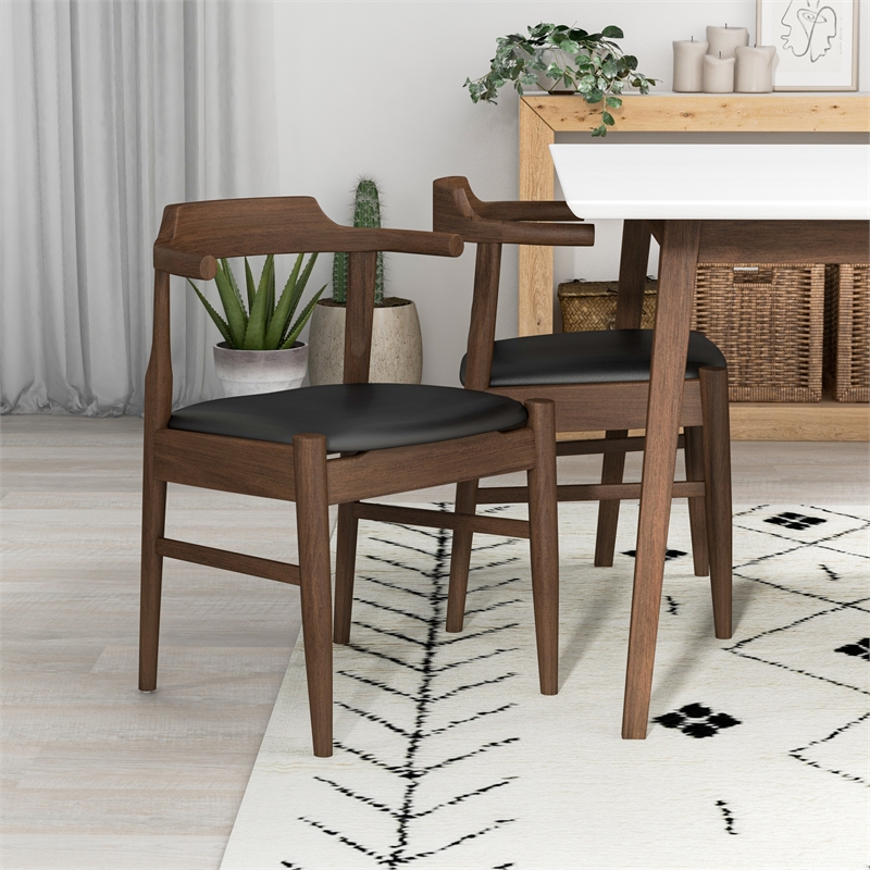 Adir Modern Solid Wood Table and Black Leather Chair Dining Room & Kitchen Set