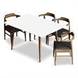 Adir Modern Solid Wood Table and Black Leather Chair Dining Room & Kitchen Set