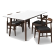 Alpen Modern Solid Wood Table and Black Leather Chair Dining Room & Kitchen Set