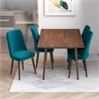 Alpen Modern Solid Wood Table and Teal Velvet Chair Dining Room Furniture Set