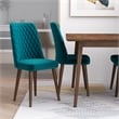 Alpen Modern Solid Wood Table and Teal Velvet Chair Dining Room Furniture Set