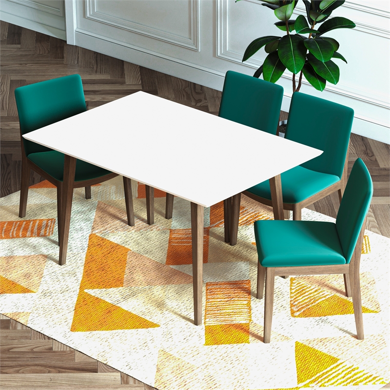 Adir Modern Solid Wood Table and Green Velvet Chair Dining Room & Kitchen Set