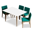Adir Modern Solid Wood Table and Green Velvet Chair Dining Room & Kitchen Set