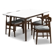 Alpen Modern Solid Wood Table and Gray Fabric Chair Dining Room & Kitchen Set