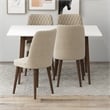 Adir Modern Solid Wood Table and Beige Velvet Chair Dining Room Furniture Set