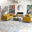 Fatin Mid Century Modern Living Room Velvet Sofa Set in Gold
