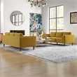 Fatin Mid Century Modern Living Room Velvet Sofa Set in Gold