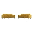 Fatin Mid Century Modern Living Room Velvet Sofa Set in Gold