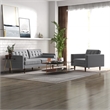 Tery Mid Century Modern Living Room Velvet Loveseat and Lounge Chair Set in Gray