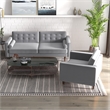Tery Mid Century Modern Living Room Velvet Loveseat and Lounge Chair Set in Gray