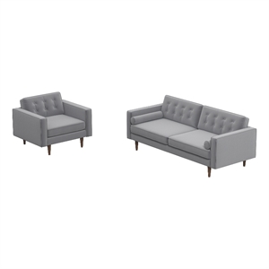 tery mid century modern living room velvet loveseat and lounge chair set in gray