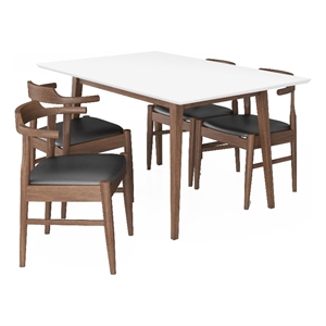 Adir Modern Solid Wood Dining Room & Kitchen Table and 4 Chair Set