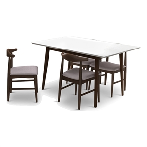 adir modern solid wood dining room 5 piece furniture set
