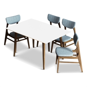adir modern solid wood dining room & kitchen table and 4 chair set