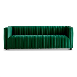 sier mid century modern luxury velvet couch in green