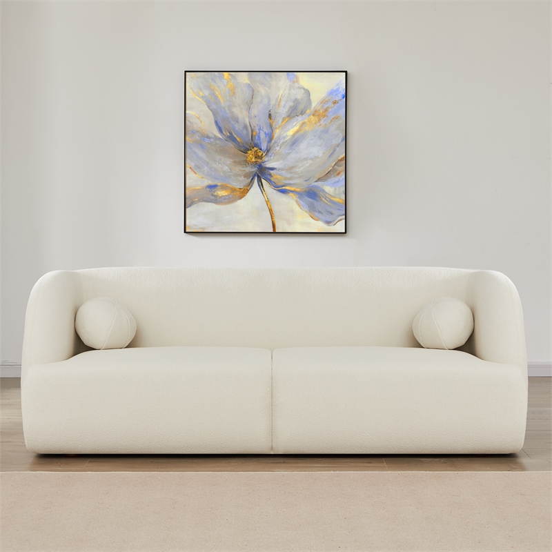 Querno Modern Luxury Japandi Style Boucle Fabric Curvy Sofa Couch in Cream