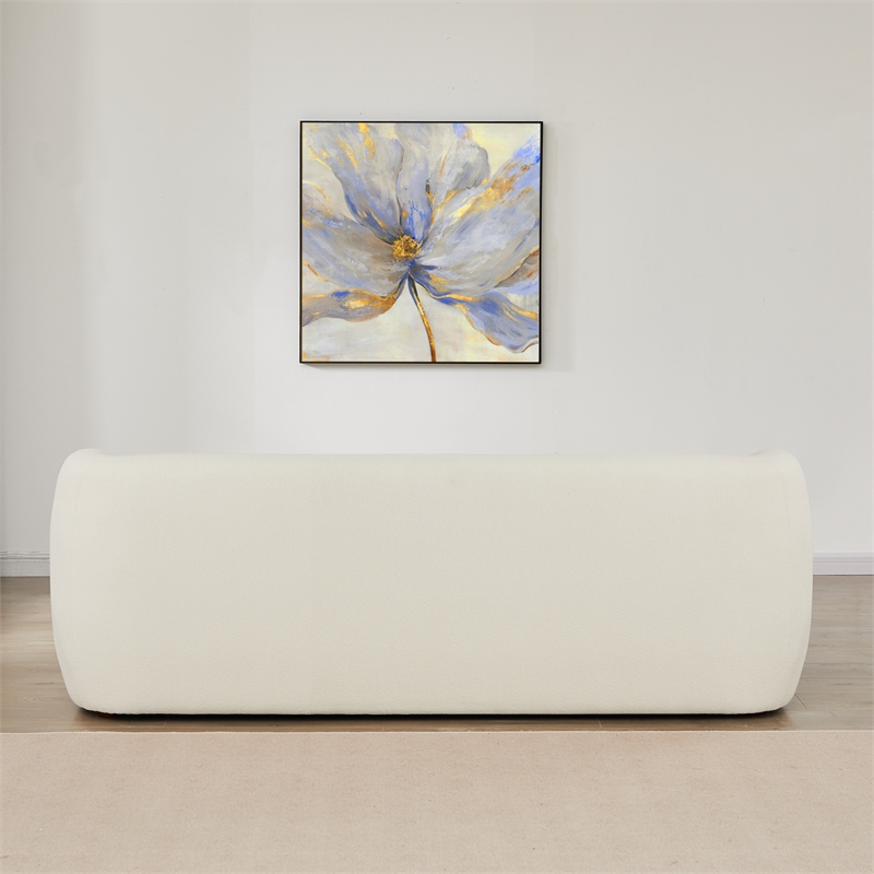 Querno Modern Luxury Japandi Style Boucle Fabric Curvy Sofa Couch in Cream