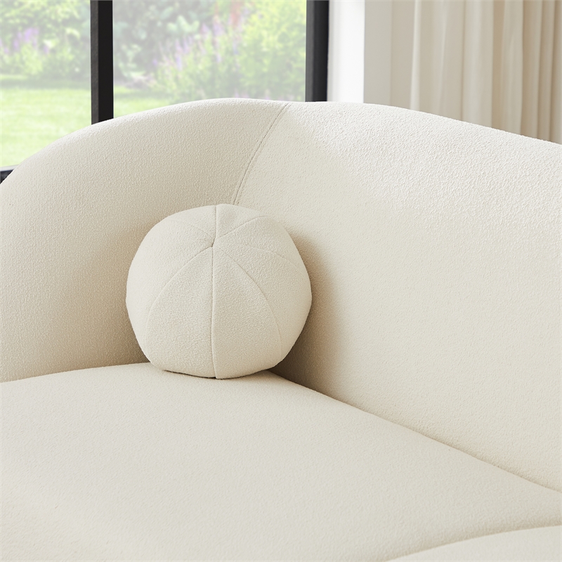 Querno Modern Luxury Japandi Style Boucle Fabric Curvy Sofa Couch in Cream