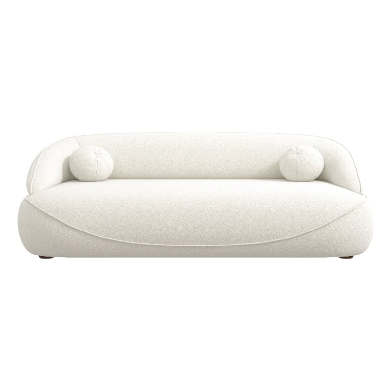 Borsan Modern Luxury Japandi Style Boucle Fabric Curvy Sofa Couch in Ivory