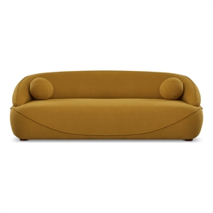 borsan modern luxury japandi style boucle fabric curvy sofa couch in dark yellow