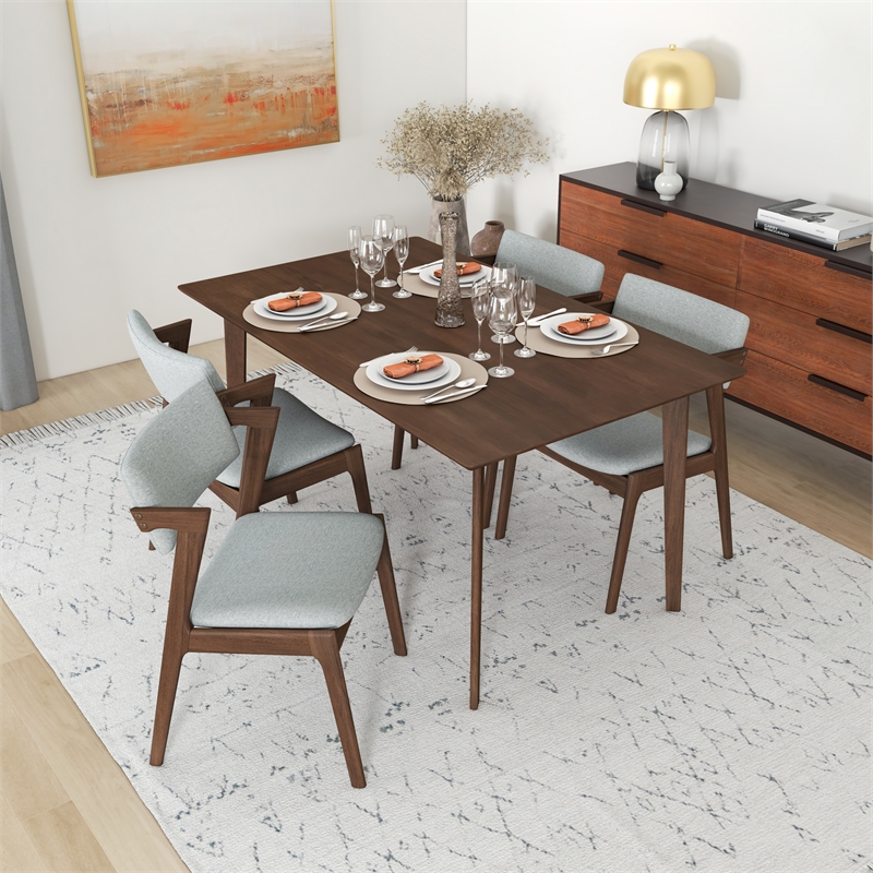 Abbet Mid-Century Modern Style 5 Piece Solid Wood Dining Room & Kitchen Set