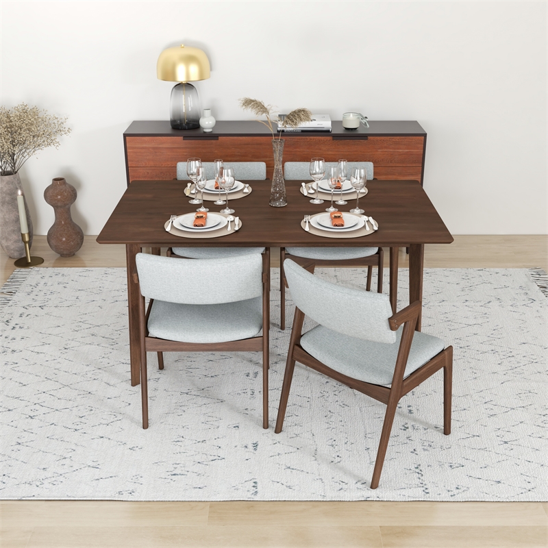 Abbet Mid-Century Modern Style 5 Piece Solid Wood Dining Room & Kitchen Set