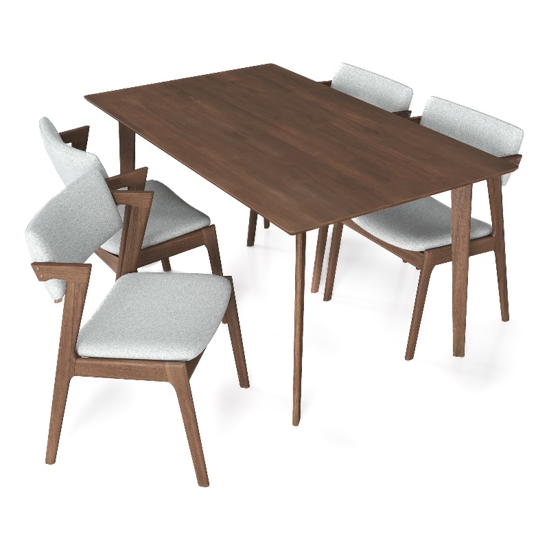 Abbet Mid-Century Modern Style 5 Piece Solid Wood Dining Room & Kitchen Set