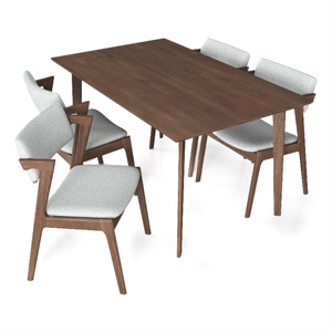 abbet mid-century modern style 5 piece solid wood dining room & kitchen set