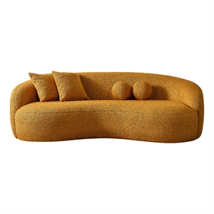 Bloom Japandi Style Luxury Modern Boucle Fabric Curvy Couch in Dark Yellow