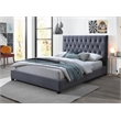 Elda Mid Century Modern Gray Velvet Upholstered Queen Platform Bed