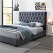 Elda Mid Century Modern Gray Velvet Upholstered Queen Platform Bed