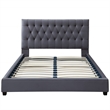 Elda Mid Century Modern Gray Velvet Upholstered Queen Platform Bed
