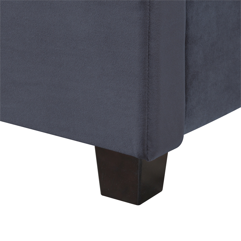 Elda Mid Century Modern Gray Velvet Upholstered Queen Platform Bed