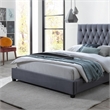 Elda Mid Century Modern Gray Velvet Upholstered Queen Platform Bed