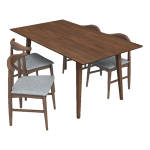 alpen modern solid wood dining room & kitchen table and chair set of 4
