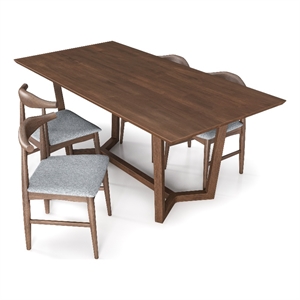 otis modern solid wood walnut dining room & kitchen table and 4 chair set