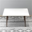 Aven Mid Century Modern Style Solid Wood White Top Rectangular Dining Table