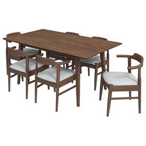 dartmouth dining room & kitchen solid wood table and gray fabric chairs for 6