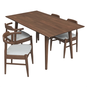 dartmouth modern kitchen solid wood table and gray fabric chairs for 4